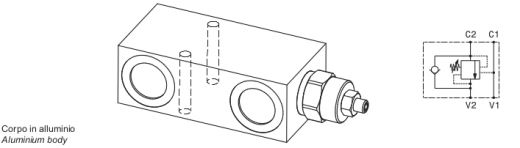 Valvola overcentre semplice effetto in linea