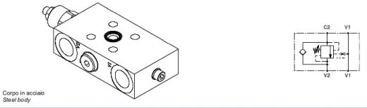 Valvola OVERCENTER semplice effetto in linea flangiabile