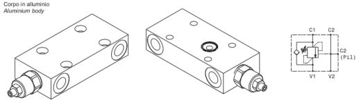Valvola overcenter in linea semplice effetto con pilotaggio esterno flangiabile