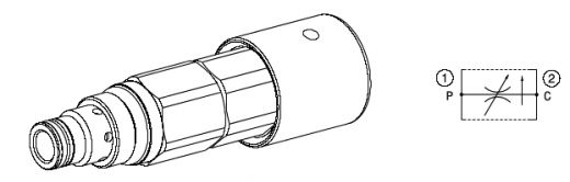 Valvola regolatrice di flusso compensata, due vie, a cartuccia