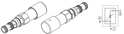 3 ways, pressure compensated flow regulator with handknob