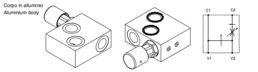 Valvola regolatrice di flusso a tre vie prioritaria flangiabile su motori DANFOSS OMS-OMSW-OMSS