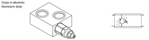Valvola antiurto semplice effetto flangiabile con vite cava su motori DANFOSS OMS-OMSW-OMSS